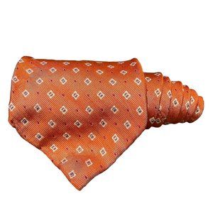 Jos A Bank Executive Collection Orange White Abstract Flowers Mens Necktie Tie